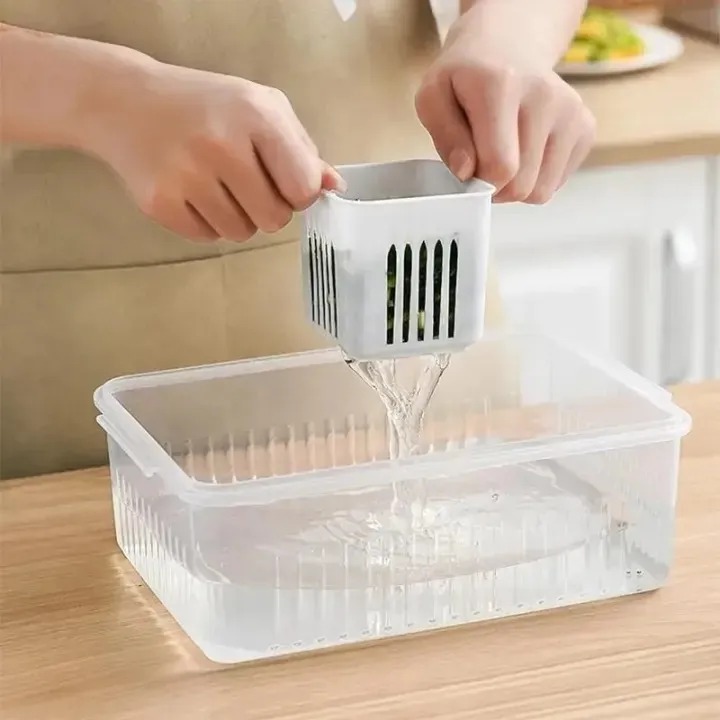 Picture of Refrigerator Storage Box 6 Grid Food Vegetable Fruit Storage Box Fridge Organizer -The Asia Express - White
