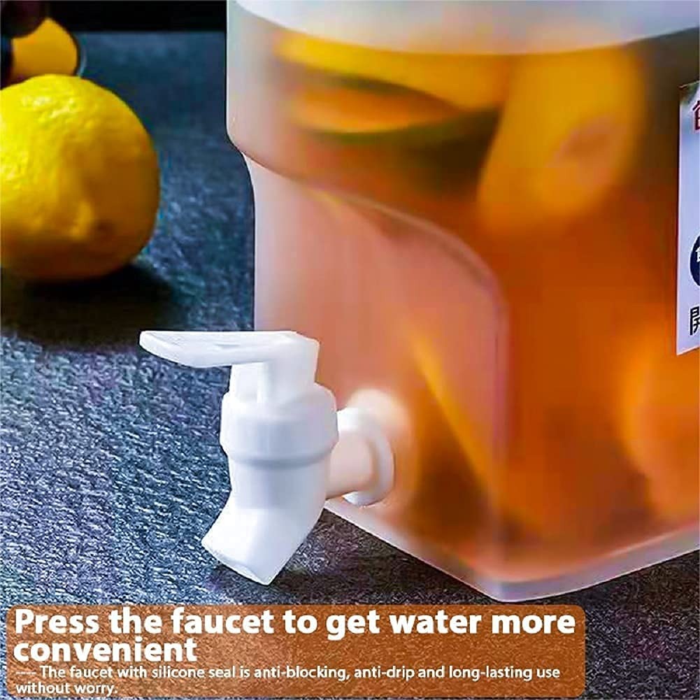 Picture of 3L Refrigerator Water Jug with Tap & Lid – Large Plastic Juice Dispenser for Lemonade, Ice Water, Iced Tea, Coffee & Fruit Drinks | Reusable Food-Grade Cold Beverage Storage Container (Easy Clean & Leak-Proof Design) - The Asia Express - White