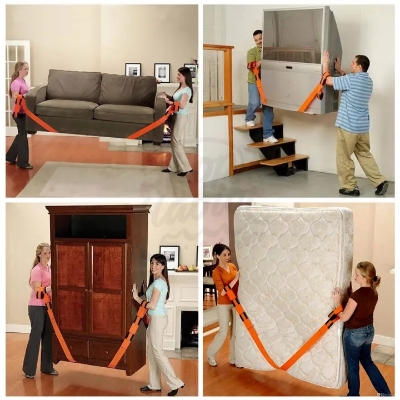 Picture of Heavy Duty Furniture Moving & Lifting Straps – Adjustable Labor Saving Carry System for Easy Moving, Lifting & Carrying Heavy Furniture, Electrical Appliances & Bulky Items (Reusable & Durable Design) - The Asia Express - Orange