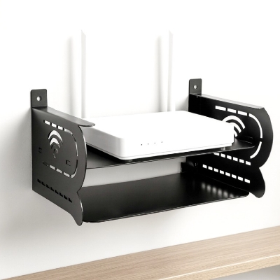 Picture of New Updated Double Layer Router Stand – Wall Mounted 100% Metal WiFi Router Shelf with Laser Cut Design for Home & Office - The Asia Express