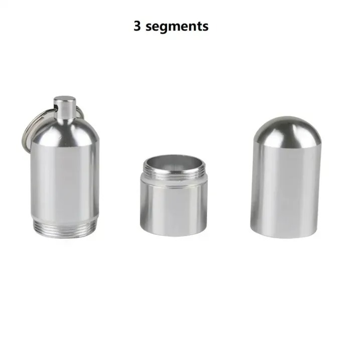 Picture of 4-Layer Capsule Type Aluminum Alloy Storage Case – Waterproof Airtight Travel Container with Keychain for Tobacco, Pills, Herbs & Small Items - The Asia Express - Silver