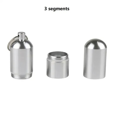 Picture of 4-Layer Capsule Type Aluminum Alloy Storage Case – Waterproof Airtight Travel Container with Keychain for Tobacco, Pills, Herbs & Small Items - The Asia Express - Silver