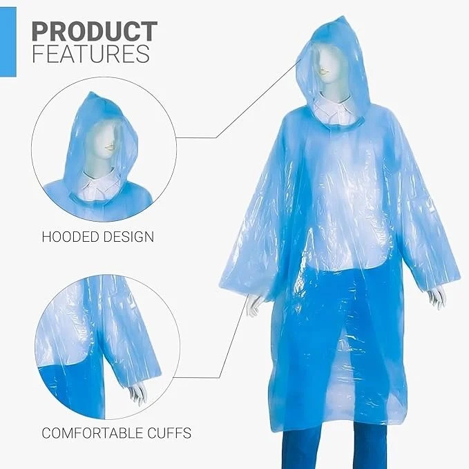 Picture of Unisex Waterproof Rain Poncho Rain Card – Lightweight Portable Emergency Raincoat with Drawstring Hood & Pocket Size Design for Travel, Camping, Biking & Hiking - The Asia Express - Multicolor