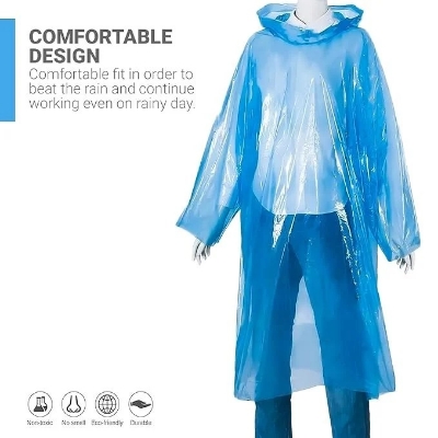 Picture of Unisex Waterproof Rain Poncho Rain Card – Lightweight Portable Emergency Raincoat with Drawstring Hood & Pocket Size Design for Travel, Camping, Biking & Hiking - The Asia Express - Multicolor