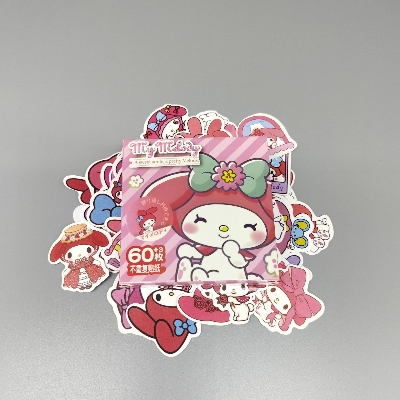 Picture of Waterproof 63 piece Pvc Sanrio Cartoon Sticker Box/Cartoon Handbook Stationary Sticker (My Melody Box)