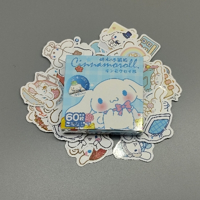 Picture of Waterproof 63 piece Pvc Sanrio Cartoon Sticker Box/Cartoon Handbook Stationary Sticker (Cinnamoroll box)