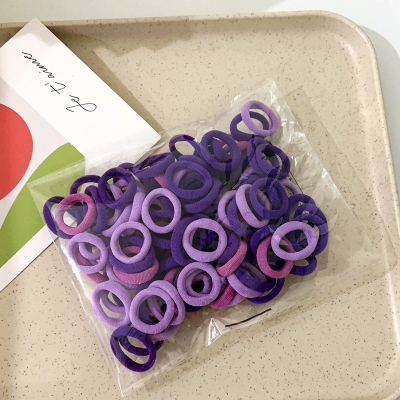 Picture of 100PCS Baby Girl Hair Bands Elastic - Colorful Mini 2 cm Rubber Bands for Kid's Ponytails/Hair Accessories/Hair Band opp bag(Multicolor) (purple 100pcs,CM: 2cm)