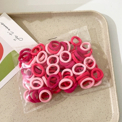 Picture of 100PCS Baby Girl Hair Bands Elastic - Colorful Mini 2 cm Rubber Bands for Kid's Ponytails/Hair Accessories/Hair Band opp bag(Multicolor) (pink 100pcs,CM: 2cm)