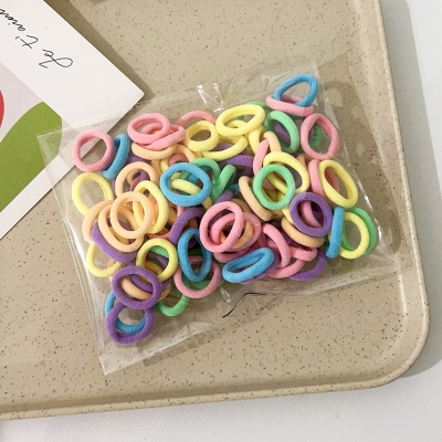 Picture of 100PCS Baby Girl Hair Bands Elastic - Colorful Mini 2 cm Rubber Bands for Kid's Ponytails/Hair Accessories/Hair Band opp bag(Multicolor) (spring 100pcs,CM: 2cm)