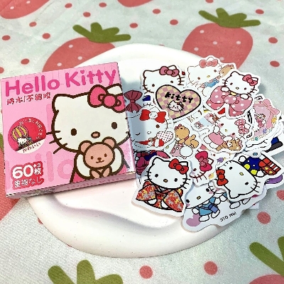 Picture of Hello Kitty Waterproof 63 piece Pvc Sanrio Cartoon Sticker Box/Cartoon Handbook Stationary Sticker Hello Kitty waterproof stickers/Hello Kitty stationery (Hello kitty(63pcs))