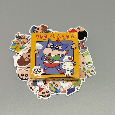 Picture of 63 piece Kawaii Pvc Sanrio Cartoon Waterproof  Sticker Box/Cartoon Handbook Stationary Sticker (Shinchan)