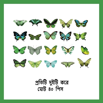 Picture of 40 Pcs Cute Butterfly PET Self Adhesive Sticker Wall Decorative – Waterproof Vintage Scrapbook & Diary DIY Decorative Stationery Sticker Wall Stickers for Kids & Girls (Green)