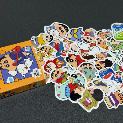 Picture of Shinchan Waterproof 60pcs PVC Cartoon Sticker Box/Anime/sanrio Shinchan Sticker Pack for Laptop Bottle Notebook | Kids Gift Stationery | শিনচান কার্টুন স্টিকার (60pcs Shinchan box)