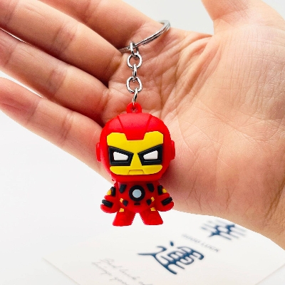 Picture of Cute Marvel Avengers Superhero Keychain 3D Cartoon Silicone Key Ring Spider Man Iron Man Captain america Pendant Key Holder Gift for Kids & Fans (Iron-man)