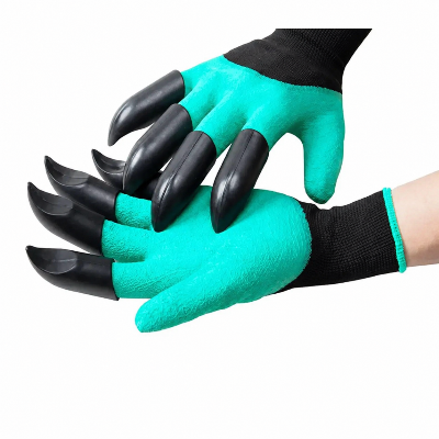 Picture of 1Pair Garden Gloves With Claws ABS Plastic Garden Rubber Gloves Gardening Digging Planting Durable Waterproof Work Glove Outdoor_The Asia Express - Green