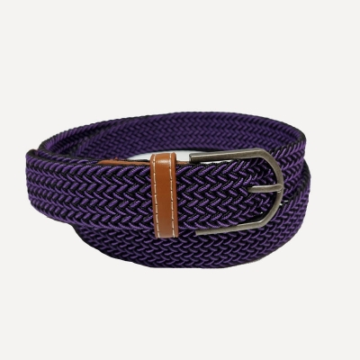 Picture of Fashionable Elastic Canvas Belts Woven Knitted Buckle Adjustable Belt for Unisex - Belt For Women Purple