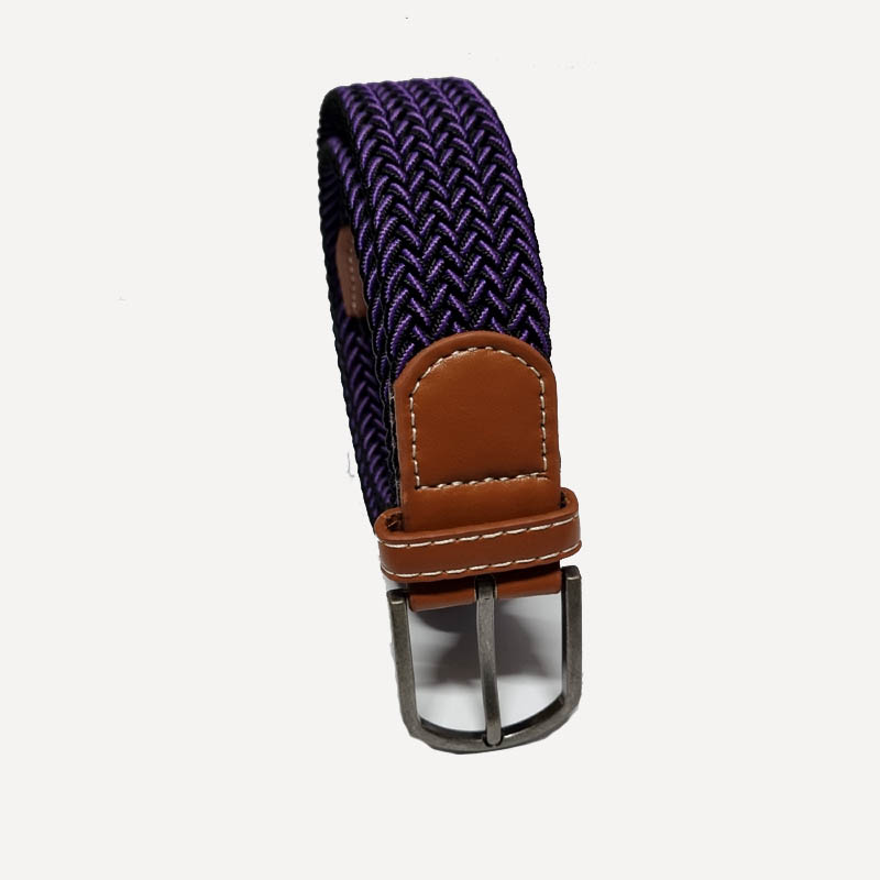 Picture of Fashionable Elastic Canvas Belts Woven Knitted Buckle Adjustable Belt for Unisex - Belt For Women Purple