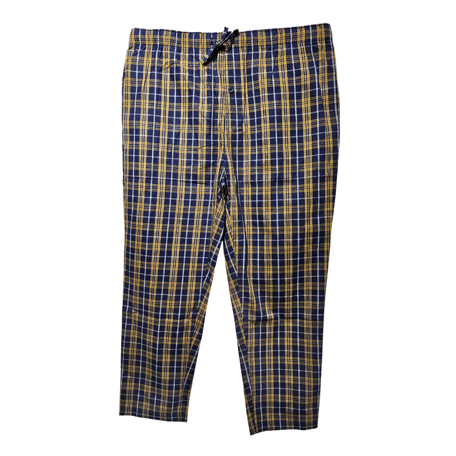 Picture of Mens 100% Cotton Trouser Gold Navy Checked