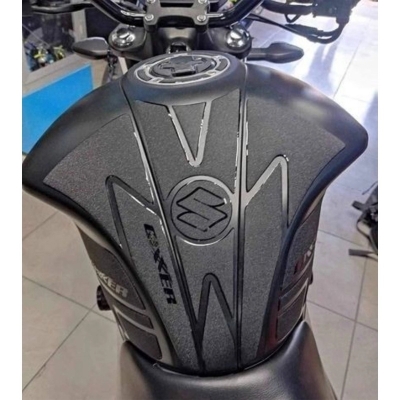 Picture of Full Tank Pad Set For Suzuki Monotone, Gixxer, Sf (New Version) Pure Black And Attractive Neon Pink