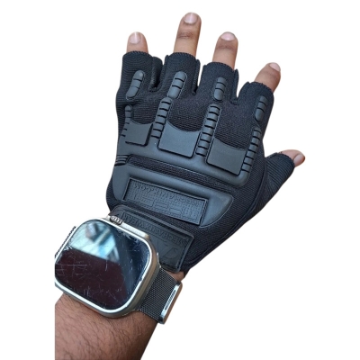 Picture of Half Finger Black Hand Gloves Black