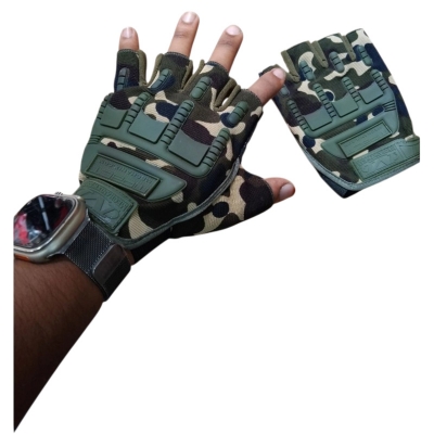 Picture of Half Finger Hands Gloves Army Camo Army Green