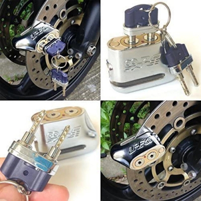 Picture of Double Key Anti-Acid Security Duel Hydraulic Lock For Motorcycle Silver
