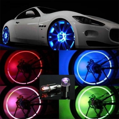Picture of 2X Auto Car Motorcycle Tire Valve Core Tire Wheel Caps Lights Dynamic Shining Led Neon Lights Multicolor 