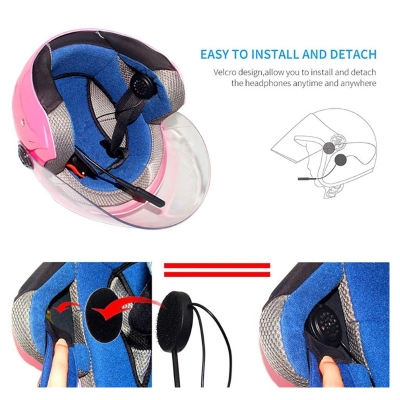 Picture of Wireless Motorcycle Helmet Headset Work With Bluetooth, Motorcycle Intercom Headset  Black