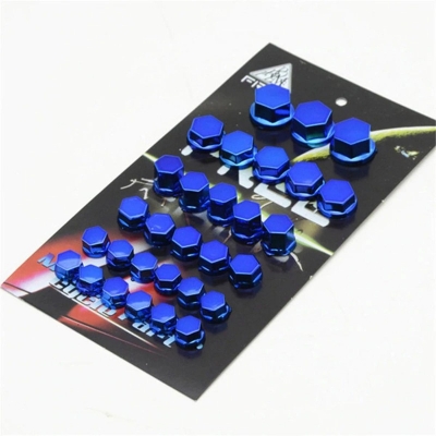 Picture of 30Pcs/Set Motorcycle Nut Bolt Cap Cover Decor Motorbike Ornamental Molding For Any Bike Blue Multicolor