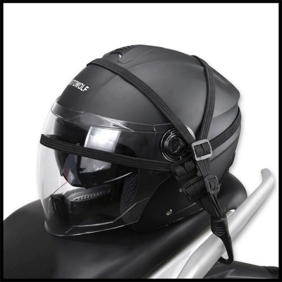 Picture of 2 Hooks Motorcycles Strength Retractable Helmet Luggage Elastic Rope Strap Net Holder Hook Buckle Black New  Black