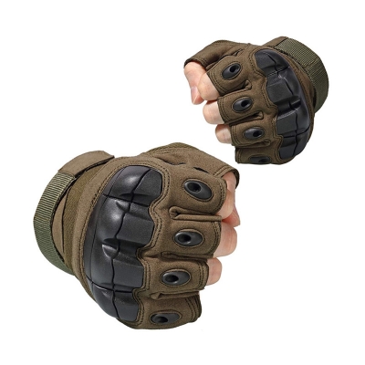 Picture of Riding Half Finger Military Grade Tactical Outdoor Hand Gloves-Army Green (Size-XL)  Green