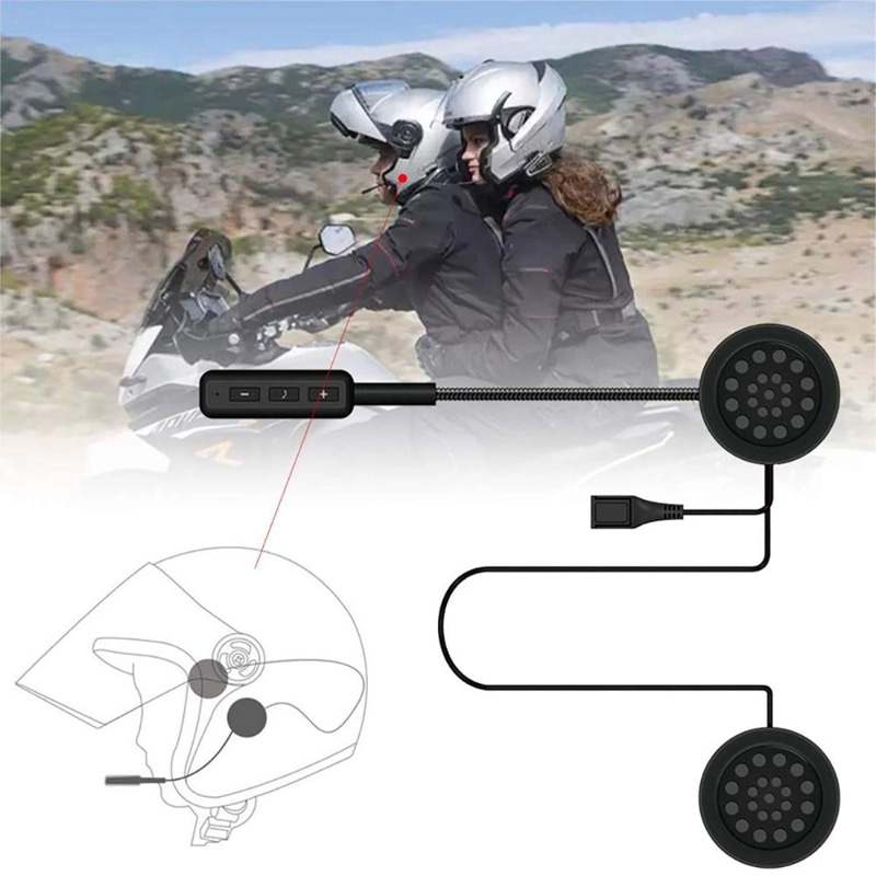 Picture of Wireless Motorcycle Helmet Headset Work With Bluetooth, Motorcycle Intercom Headset  Black