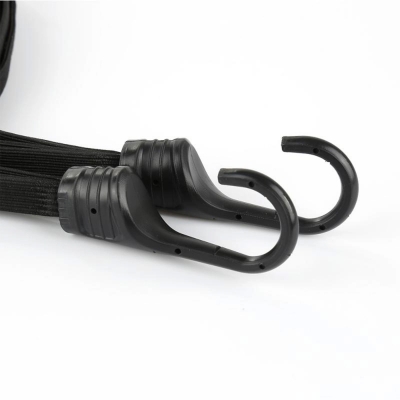 Picture of 2 Hooks Motorcycles Strength Retractable Helmet Luggage Elastic Rope Strap Net Holder Hook Buckle Black New  Black