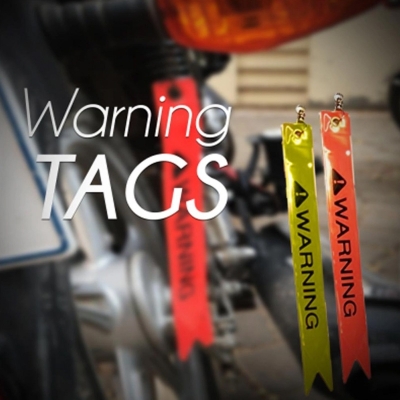 Picture of Warning Tag For Car & Bike Yellow And Red Warning Tag For Suzuki, Gixxer 