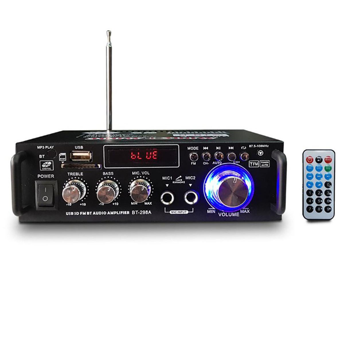 Picture of BT-298A Bluetooth Amplifier 2.0CH Stereo Receivers RMS 300W+300W Integrated FM Radio,Karaoke,HiFi Sound Amp Bluetooth 5.0 AUX MIC SD USB Input Receiver Stereo for Home,Car,Party