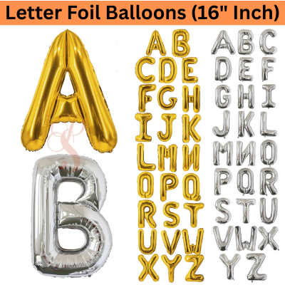 Golden & Silver Letter Foil Balloon (16” Inch) for Birthdays, Anniversaries & Party Decoration - (Pack of 1 Pcs)
