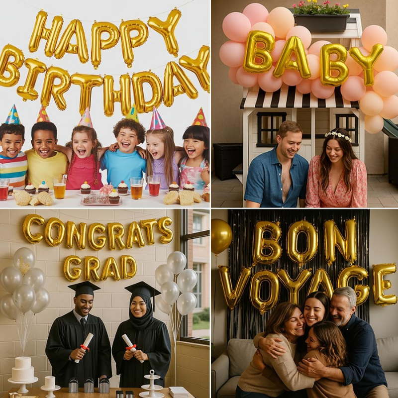 Golden & Silver Letter Foil Balloon (16” Inch) for Birthdays, Anniversaries & Party Decoration - (Pack of 1 Pcs)
