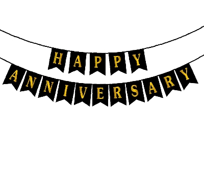 Anniversary Banner: Black, Red, Pink & Light Blue Card Banner for Elegant Anniversary Decor - (Pack of 1 Pcs)