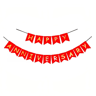 Anniversary Banner: Black, Red, Pink & Light Blue Card Banner for Elegant Anniversary Decor - (Pack of 1 Pcs)
