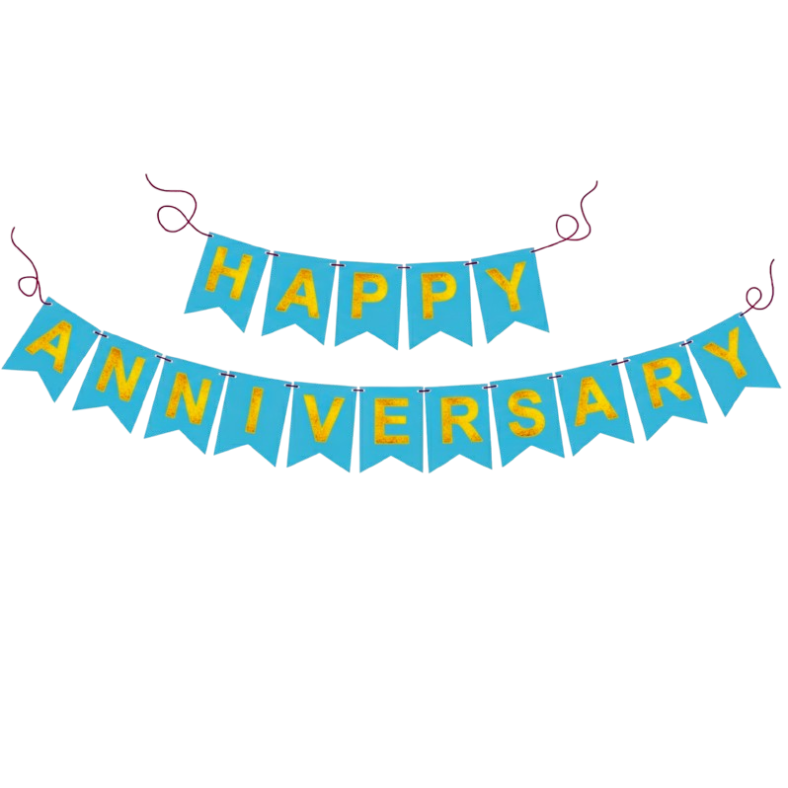 Anniversary Banner: Black, Red, Pink & Light Blue Card Banner for Elegant Anniversary Decor - (Pack of 1 Pcs)