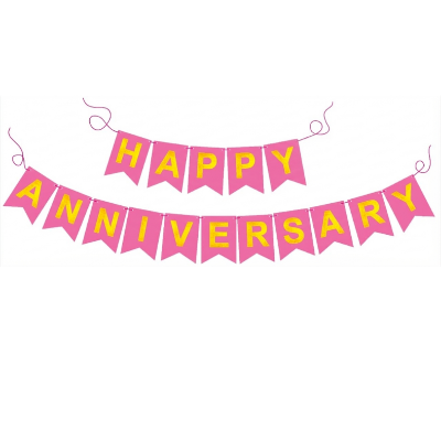 Anniversary Banner: Black, Red, Pink & Light Blue Card Banner for Elegant Anniversary Decor - (Pack of 1 Pcs)