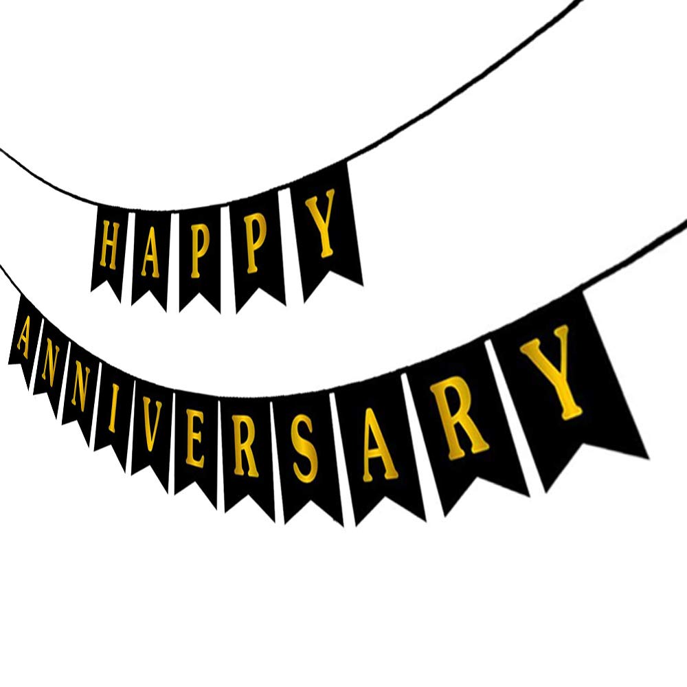 Anniversary Banner: Black, Red, Pink & Light Blue Card Banner for Elegant Anniversary Decor - (Pack of 1 Pcs)