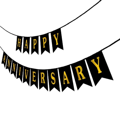 Anniversary Banner: Black, Red, Pink & Light Blue Card Banner for Elegant Anniversary Decor - (Pack of 1 Pcs)