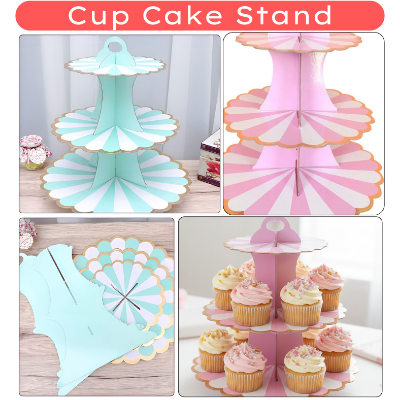 3-Layer Cupcake Stand – Disposable Cupcake Display for Birthdays & Special Occasions- (Pack of 1 Set)