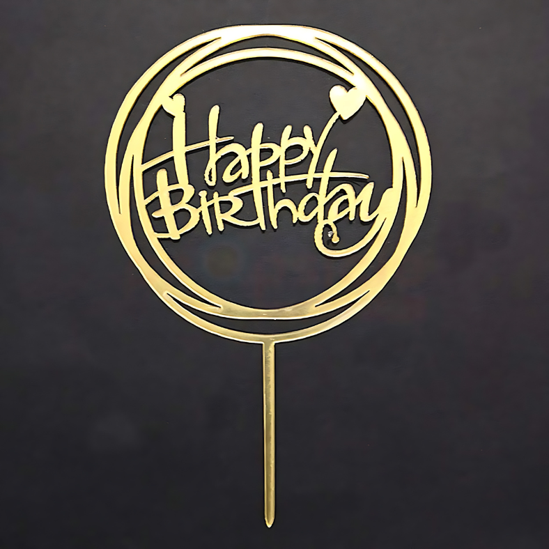 Birthday Cake Topper | - Golden & Silver Cake Topper for Cake Decoration- (Pack of 1 Pcs)