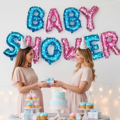 Baby Shower Essential: Golden & Multi Foil Banner Balloon for Party Decoration-(Pack of 1 Pcs)