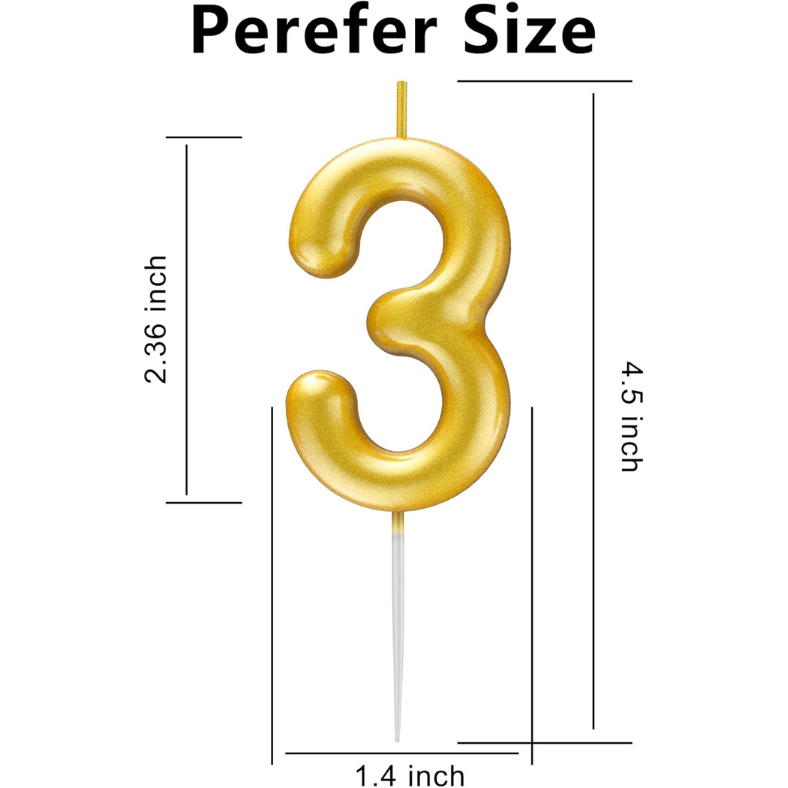 Golden & Silver Number Candle: Perfect for Birthday, Anniversary, and Events - (Pack of 1 Pcs)