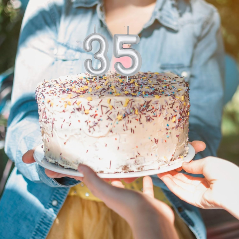 Golden & Silver Number Candle: Perfect for Birthday, Anniversary, and Events - (Pack of 1 Pcs)