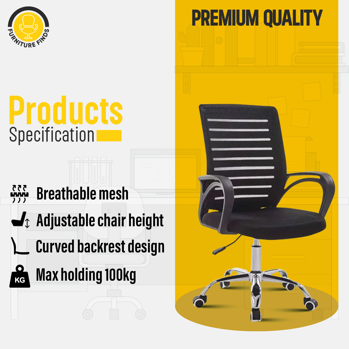 Picture of Executive Chair FF-Ec-02ss (Black) Office Executive Chair(9k Model)