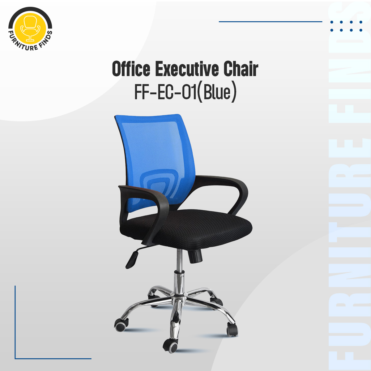 Picture of FF-EC-01ss Blue smart office Executive Chair (SS Base)